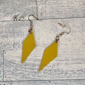 Yellow Geometric Leather Earrings